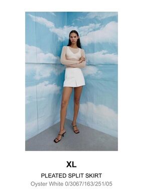 Zara White Pleated Split Skort